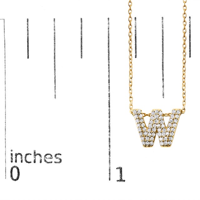 Early 21st Century 10K Yellow Gold Diamond Accent "W" Initial Bubble Pendant Necklace For Sale - Image 5 of 5