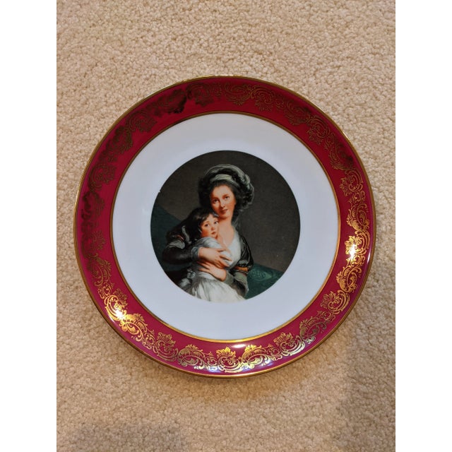 Burgundy Vintage Vigee LeBrun French Limoges Plate For Sale - Image 8 of 8