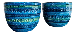 Rimini Blue Ceramic Planters by Aldo Londi for Bitossi, Italy, 1960s, Set of 2