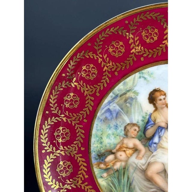 Porcelain Plate with Angelica Kauffmann Motif from Limoges, France, 1930s For Sale - Image 4 of 7
