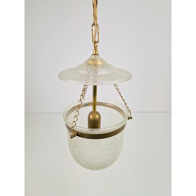 Gold Vintage Brass and Mounted Glass Hundi Lantern Bell Lamp, 1950s For Sale - Image 8 of 13