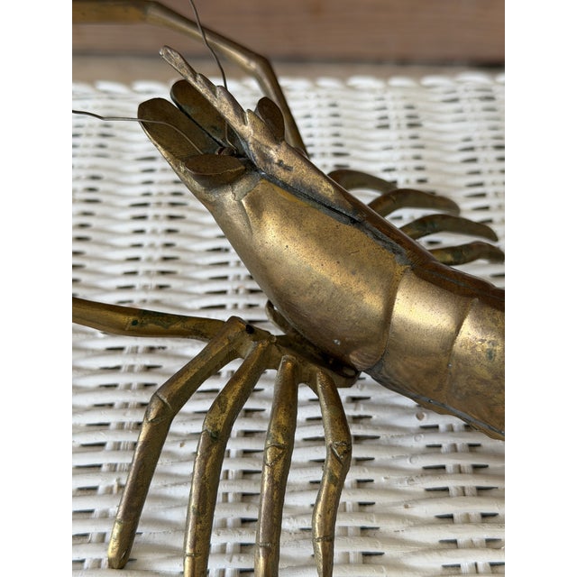 Mid 20th Century Vintage Hollywood Regency Coastal Brass Lobster/Crayfish Sculpture For Sale - Image 5 of 12
