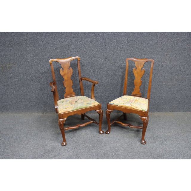 Set of 10 Smith & Watson Walnut Queen Anne Dining Chairs, 1926 For Sale - Image 18 of 18