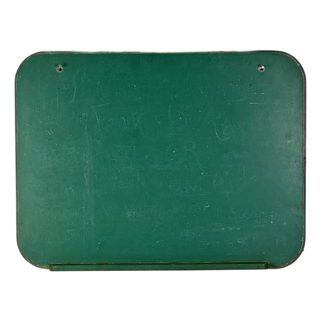 Medium Size Vintage Green Chalkboard With Beautiful Round Edges and Two Holes for Wall Hanging For Sale