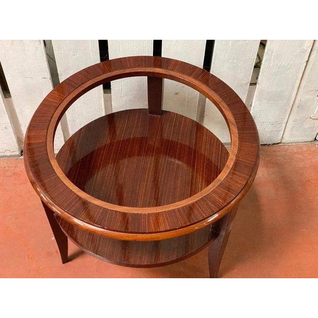 Brown Art Deco Mahogany Pedestal Table with Mirrored Top For Sale - Image 8 of 10