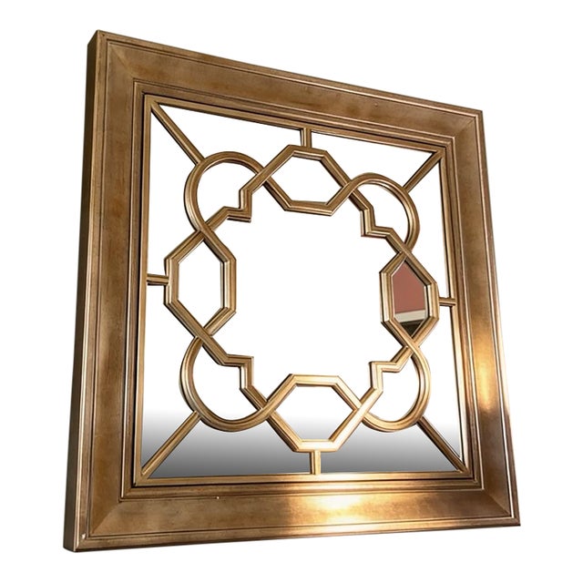 Uttermost Piazzale Antique Gold Square Geometric Wall Mirror 30x30x2 For Sale