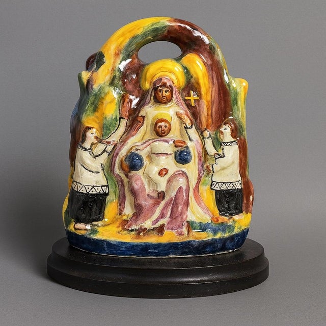 Spanish Majolica Sculpture Depicting the Black Madonna and Child, 1950s For Sale - Image 6 of 6