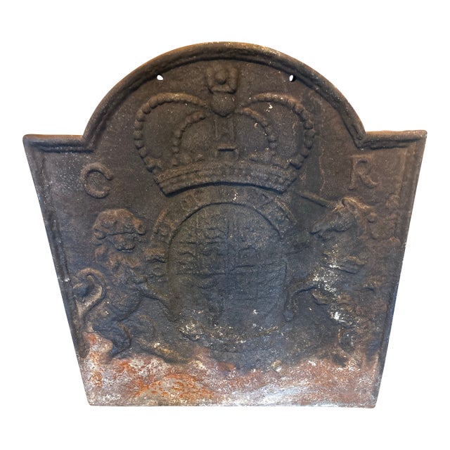 20th Century Cast Iron Fireback Coat of Arms Crest Thomas Elsley Rare ...