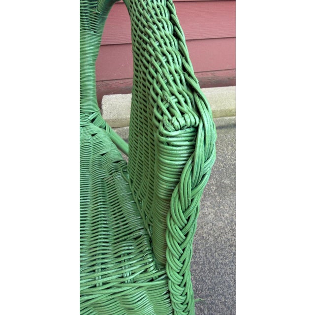 1940s 1940s Original Painted Mint Green Wicker Chairs -Pair For Sale - Image 5 of 8