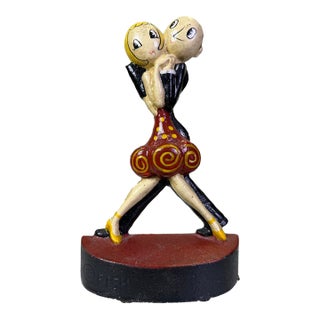 1920s Art Deco Hubley "Charleston Dancers" Cast Iron Doorstop by Anne Fish For Sale