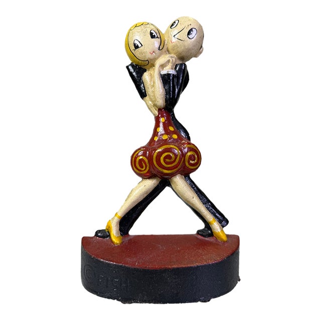 1920s Art Deco Hubley "Charleston Dancers" Cast Iron Doorstop by Anne Fish For Sale