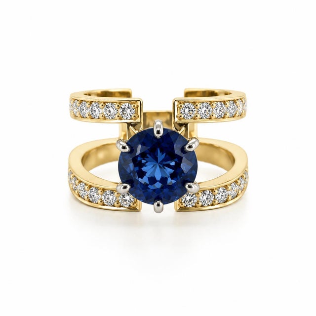 Contemporary Keith Davis 18k Sapphire Ring, Size 6.5 For Sale - Image 3 of 6