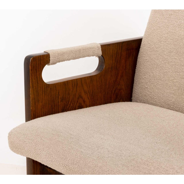Lane "Pueblo" Grey Boucle Upholstered Walnut Dining Chairs, 6 For Sale - Image 15 of 17