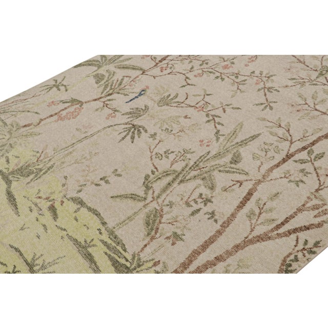 Rug & Kilim Rug & Kilim’s Contemporary Distressed Pictorial Rug With Botanical Depictions For Sale - Image 4 of 7