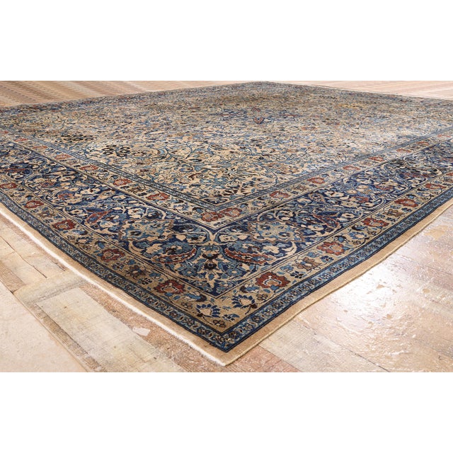 Antique Persian Mashhad Rug, 12'09 X 14'11 For Sale - Image 9 of 11