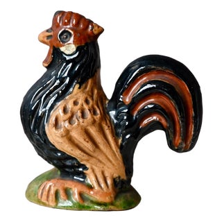 Rustic Rooster in Polychrome Glazed Terracotta, 1930s For Sale