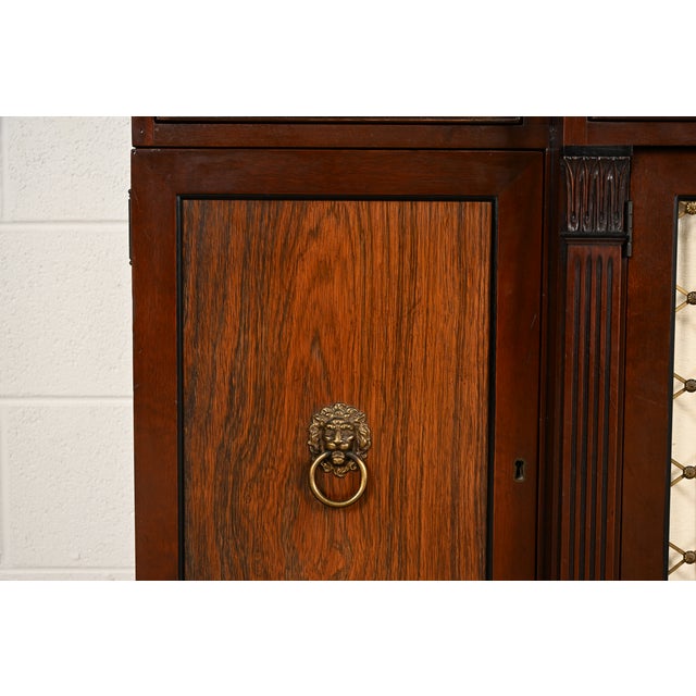 Kittinger English Regency Carved Mahogany and Rosewood Breakfront Bookcase Cabinet, Circa 1960s For Sale - Image 11 of 17