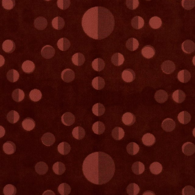 Schumacher SAMPLE - Schumacher x Charlap Hyman & Herrero / Pilar Almon Moon Phase Velvet Fabric In Red For Sale - Image 4 of 4