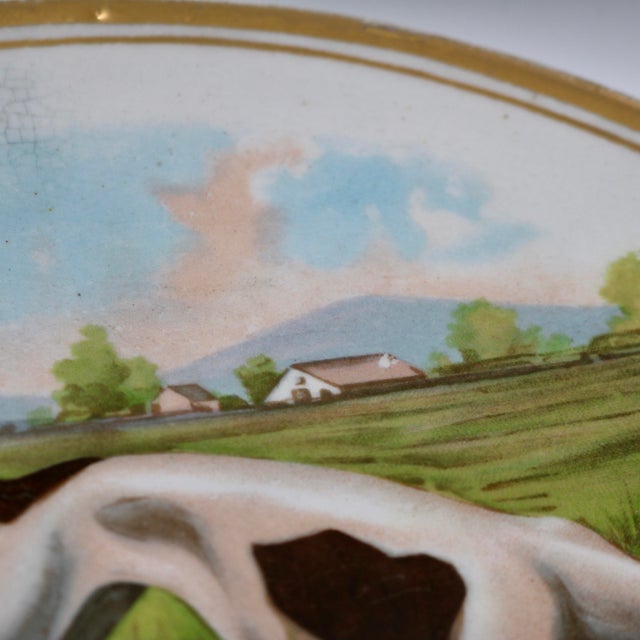 Antique 10" r.k. Beck Sporting Hound Porcelain Cabinet Plate - Circa 1910 For Sale - Image 9 of 12
