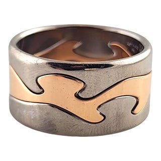 Late 20th Century Georg Jensen 18 Karat White & Rose Gold 3 Piece Fusion Ring Size 9.75 For Sale