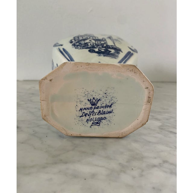 Mid-Century Hand-Painted Delft Vase With Dutch Village Scene For Sale - Image 9 of 10