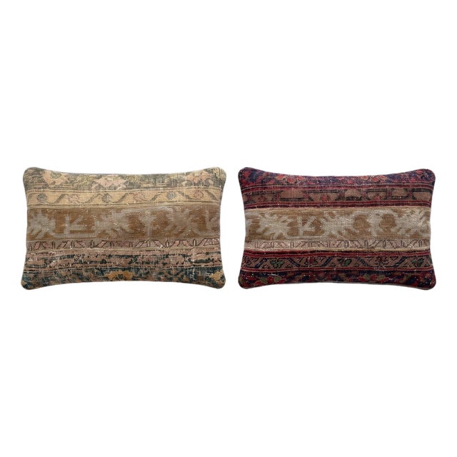 Red Anatolian Rug Pillow Cover 16'' X 24'' - Set of Two For Sale