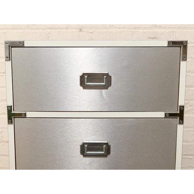 Silver Mid 20th Century Mod Space Age Six-Drawer Metal Highboy Dresser For Sale - Image 8 of 12