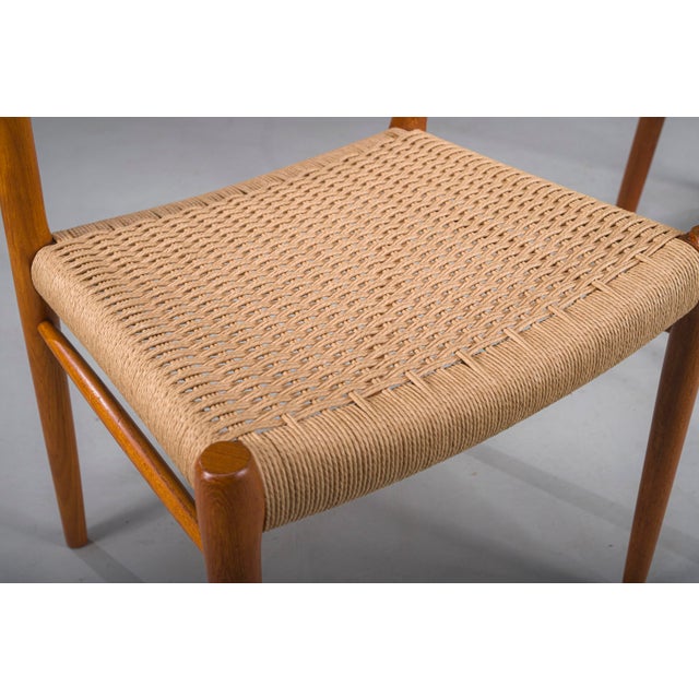 Danish Teak Mod. 77 Dining Chairs with Paper Cord by Niels O. Møller for J.L. Møllers, 1959, Set of 3 For Sale - Image 10 of 11