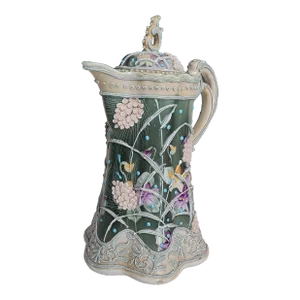 19th Century Antique Japanese Nippon Moriage Pitcher