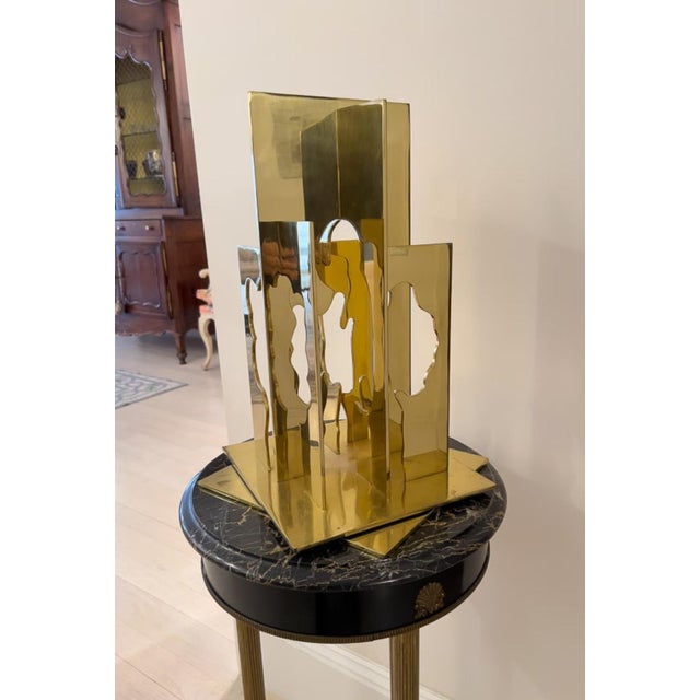 Gold Menashe Kadishman, Israeli Pop Art Abstract Cutout Trees Kinetic Gilt Sculpture Menashe Kadishman, c.1970's For Sale - Image 8 of 18