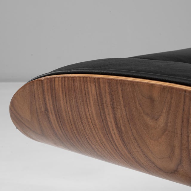 Mid-Century Modern Eames Leather Ottoman Attributed to Herman Miller Black For Sale - Image 11 of 18