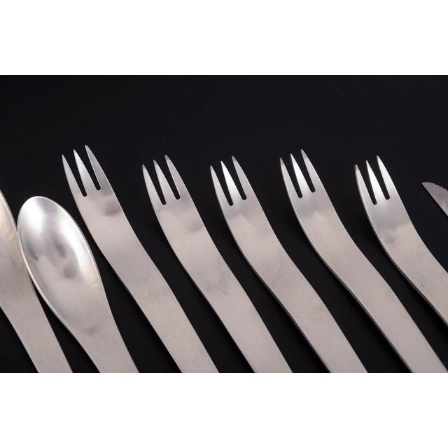 Arne jacobsen for georg jensen, complete service for five persons. Complete stainless steel cutlery service for five...