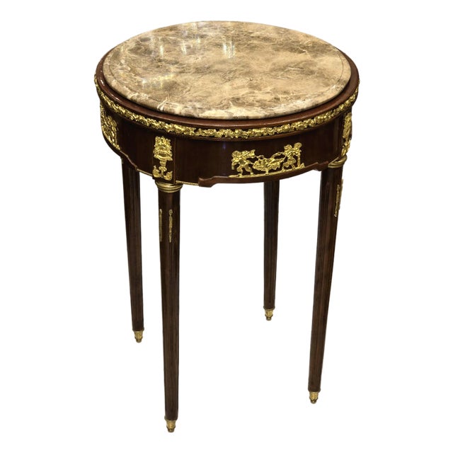 Baroque Style Side Table Marble Topped For Sale