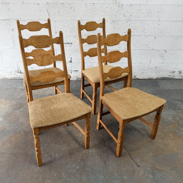 Mid-Century Modern Set of 4 Henning Kjaernulf Razorblade Oak Dining Chairs, Eg Kvalitetsmøbel, Danish Modern For Sale - Image 3 of 10