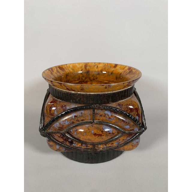 Art Deco Glass and Wrought Iron Vase, Le Lorrain, Nancy, 20th Century For Sale - Image 6 of 9