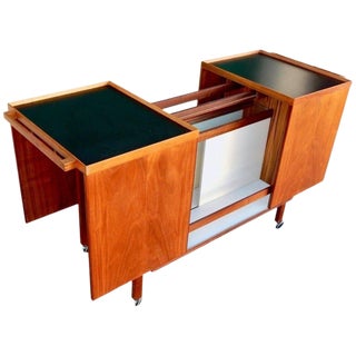 Swedish Mid-Century Modern Extending Bar Cart in Walnut, Circa 1950 For Sale