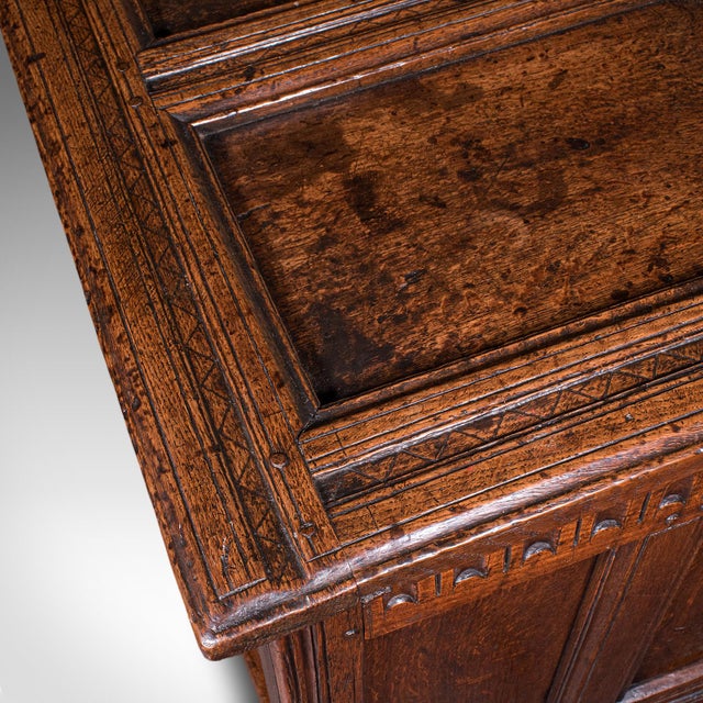 Long Antique Coffer, English, Oak, Blanket Chest, Period Storage, William III For Sale - Image 9 of 10