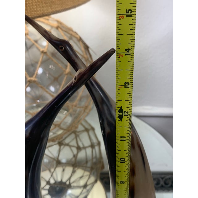 Vintage Hand-Carved Steer Horn Bird Sculptures – Set of Two For Sale - Image 9 of 9