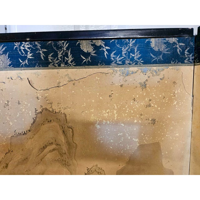 Antique Chinese Panel Folding Screen Byobu Landscape Painting For Sale - Image 10 of 11