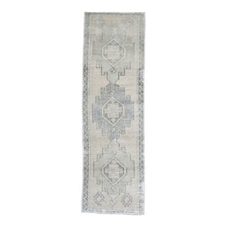1970s Vintage Handmade Wool Cotton Beige Runner Rug For Sale