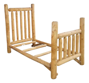 1990s Handmade Adirondack Style Southwestern Cabin Lodge Cedar Wood Log Twin Size Bed