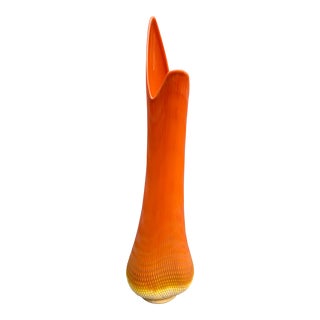 Mid Century L E Smith Bittersweet Orange Swung Glass Vase For Sale