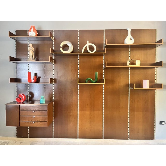 Wood Vintage Boiserie Wood Bookcase with Shelves and Suspensions Top, 1960s For Sale - Image 7 of 13