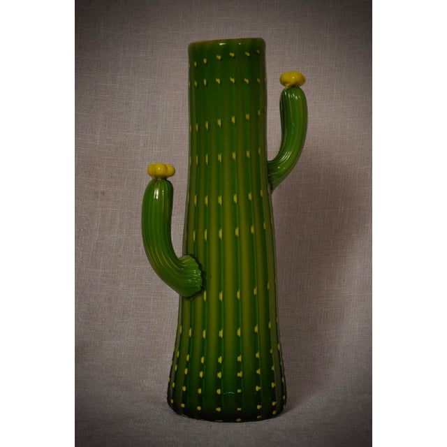 Vintage Murano Green and Yellow Art Glass Vase, 2000 For Sale - Image 10 of 10