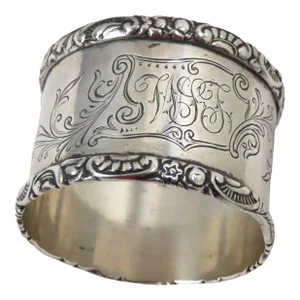 Antique American Victorian Sterling Silver Napkin Ring by Wood & Hughes N. Y.