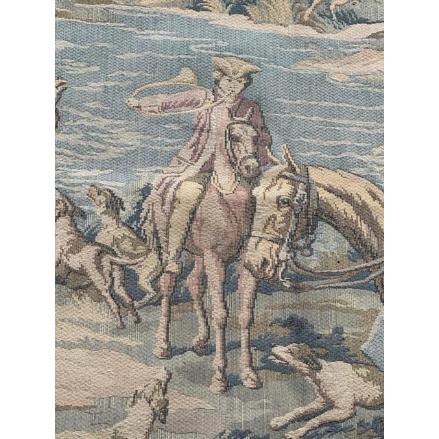 Green Vintage French Jacquard Tapestry Hunting with Hounds Motif in the style of Aubusson, 1970s For Sale - Image 8 of 18