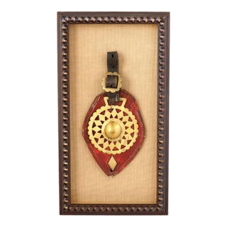 Framed Antique English Horse Brass For Sale