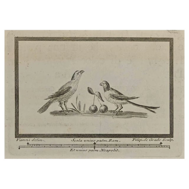 Filippo de Grado, Ancient Roman Fresco Herculaneum, Etching, 18th Century For Sale