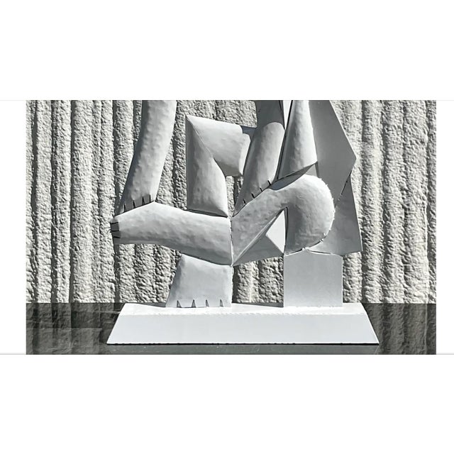 Vintage Cubist Lacquered Metal Sculpture of Woman For Sale - Image 9 of 12