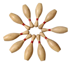 Set of 10 Vintage Wooden Bowling Pins